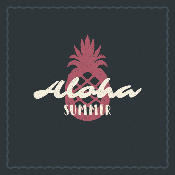 Summer holidays typography inspirational quote design for poster or apparel vector illustration. Aloha message. Hand drawn style flower silhouette.