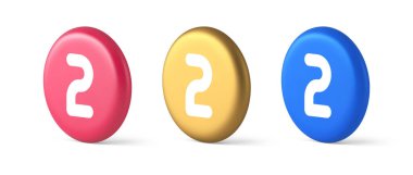 İki karakter tuşlu siber uzay hesaplama servisi 3D gerçekçi mavi altın ve pembe ikonlar. İkinci numara finansal iş amblemi klavye panel iletişimi