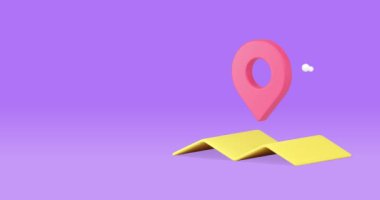 GPS GPRS dijital harita navigasyonu küresel konumlandırma sistemi 3d simge canlandırma döngüsü. Yol yolculuğu hedef noktası haritalama bilgisi arama rotası konum denetimi
