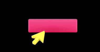 Oklu tıklama imleci ile üye ol ve alfa kanalı ile pembe 3d simge canlandırma döngüsü yap. Vlog video kanalı çokluortam içeriği sosyal medya pazarlama uygulaması için abone oluyorum