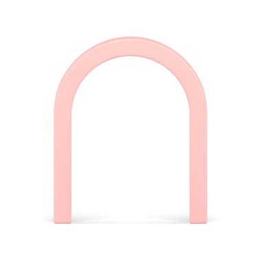 Pembe kemerli mimari sütun kemerli kapı ürünleri gerçekçi vektör çizimi. Kavisli inşaat kemeri giriş kapısı performans kapısı iç dekorasyon girişi