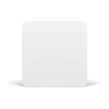Küp düzenli geometrik form beyaz parlak kare dikey duvar dekoratif ön görünüş gerçekçi vektör çizimi. Minimalist simetri kare kutu temel temel temel temel yapı