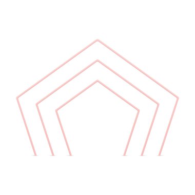 Geometrik seviye pembe kemer dekoratif 3d element expo ön kapı gerçekçi vektör illüstrasyonu. Sanat sunumu için çokgen minimalist kemer açılı tasarım köşe prim matematiksel dekor