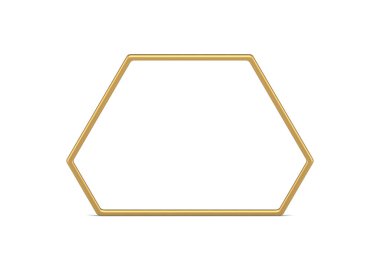 Altın premium açısal sınır yapısı temel geometrik form 3d element gerçekçi vektör illüstrasyonu. Minimalist çokgen çerçeve mimari temel dekoratif tasarım ön görünümü