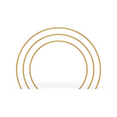 Altın kemer yolu 3d element gerçekçi vektör illüstrasyonu için çok katlı geometrik temeli yuvarladı. Birinci sınıf minimalist taban taban taban giriş çıkışı metalik yapı