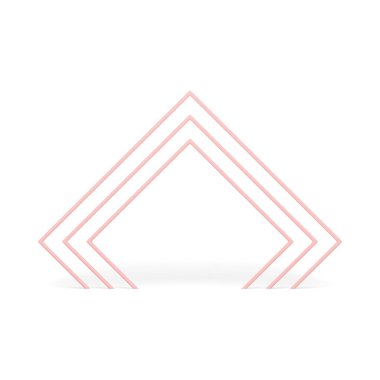 Pembe üçgen seviyeli kemer geometrik taban temeli gerçekçi vektör illüstrasyonu için yaratıcı üç boyutlu element. En iyi matematiksel temel dekor köşe kemer şekilli sütun tasarımı