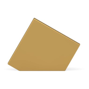 Altın metalik çokgen köşeli dikey duvar geometrik taban temeli gerçekçi vektör çizimi. En iyi minimalist beşgen mimari temel yapı platformu 3D element tasarımı
