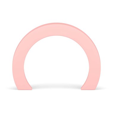 Pembe yuvarlak kemer geometrik temel temel 3d dekor element giriş tasarımı gerçekçi vektör çizimi. Sunum için en iyi kemer yolu mimari temel minimalist daire dekoratif aşaması