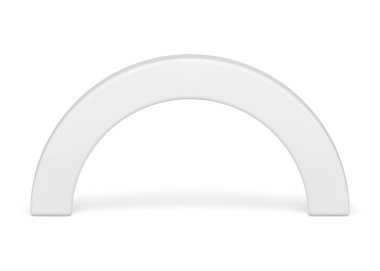 Beyaz kemerli sütun geometrik giriş kapısı 3d element gerçekçi vektör çizimi. Minimalist kemer yolu temel temel sahne reklamcılığı performans figürü tasarımı gölgeli