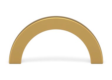 Altın yaratıcı kemer dekoratif metalik temel temel element tasarımı gerçekçi vektör illüstrasyonu. Eğri sütun kemer yolu geometrik mimari fuar tanıtım sunumu mimari taban