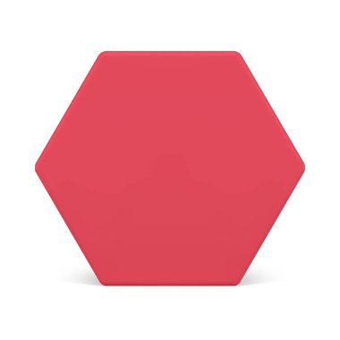 Kırmızı altıgen geometrik dikey duvar altı köşeli temel temel temel temel 3d element gerçekçi vektör illüstrasyonu. Çokgen açılı modern temel yapı bal peteği dekoratif platform figürü