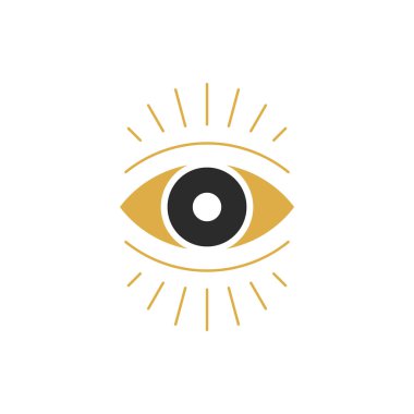 Sihirli göz izleme el çizimi siluet vektör çizimi. Poster ve mistik logo amblemi ya da moda baskısı için cadılık çizimi.