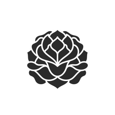 Gül çiçeği tomurcuğu ve taç yaprakları siluet vektör çizimi. Duvar resmi poster şablonu için Boho tarzı çizim. Botanik konsept tasarımı.