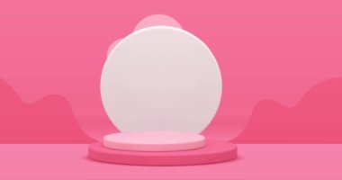 3D pembe silindir kaidesel tanıtım ürünü performans alanı yaz stüdyosu arka plan gerçekçi animasyon döngüsü. Premium podyum sahne manzarası doğa manzarasını minimalist dekoratif tasarım