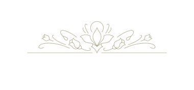 Eğri çizgili sanat çizgisi olan minimalist klasik altın ayırıcı. Dekor elementi vektör çizimi. Botanik çiçeği doğal çiçek kenarı tek renkli logo için dekoratif tasarım.