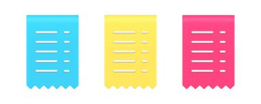 Fatura fatura faturası, mali ödeme belgesi kontrol işlemi 3d simgesi, gerçekçi vektör illüstrasyonunu ayarladı. Bankacılık ticareti, alışveriş, yırtık pırtık doktor satın alma, ödeme kontrolü.