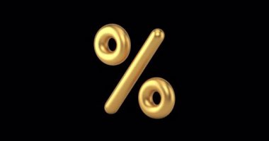 Altın yüzdelik balon premium business 3d animasyon döngüsü ve alfa kanalı. Pahalı yüzde indirimli dekorasyon, matematiksel pazarlama, finans sektörü, alışveriş promosyonu sunuyor