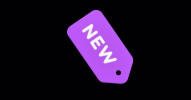 Mor etiketli perakende iş anlaşması alfa kanallı 3D simge animasyon döngüsü. Pazarlama etiketi satış indirimi yüzdesi asmak. İfade üzerine iliştirilmiş etiket