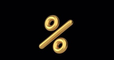 Altın yüzdelik balon premium business 3d animasyon döngüsü ve alfa kanalı. Pahalı yüzde indirimli dekorasyon, matematiksel pazarlama, finans sektörü, alışveriş promosyonu sunuyor