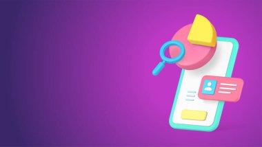 Akıllı telefon uygulaması 3 boyutlu reklam panosu şablonu araştırması. Veri yönetimi şeması planlama cep telefonu analizi hesap denetleme teknolojisi