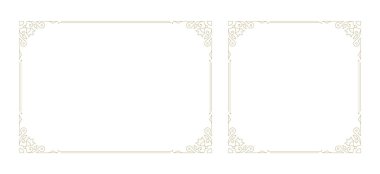 Dekoratif klasik süs çerçeve tasarım elementi. Sertifika veya düğün davetiyesi kartındaki metin dekorasyonu için süslü kenarlığı zenginleştirir.