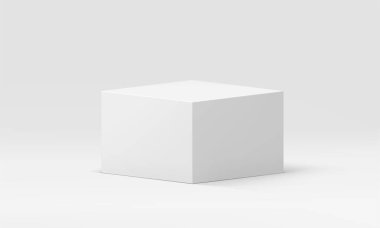 3d kutucuğu dikdörtgen beyaz kaidesel geometrik temel minimal izometrik platform gerçekçi vektör illüstrasyonu. Podyum inşaat ürünleri sahne dikdörtgensel ödül arenası stüdyo arka planı