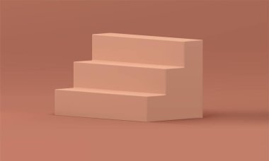 3D merdiven kahverengi basamak basamak yapı başarısı gerçekçi vektör illüstrasyonunu büyütür. Merdivenler podyum yukarı tırmanma geometrik mimari inşaat seviyesi ilerleme fırsatı