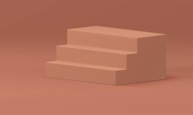 3D merdiven kahverengi kaidesel gelişim ilerleme başarısı gerçekçi vektör illüstrasyonunu kazandı. Merdiven podyumu inşaatı arenası ürün tanıtım şampiyonu tırmanış yarışması