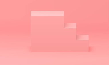3d merdiven podyumu yapı yapı ödüllü arena tırmanışı geometrik platform gerçekçi vektör illüstrasyonu. Merdiven temeli hırsları temel temeli kazandı.