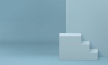 3D merdiven basamakları, üst kattaki kaidesel yapının gelişimi başarı başarısı gerçekçi vektör çizimi. Merdiven podyumu mimarisi temel dayanak platformuna tırmanıyor