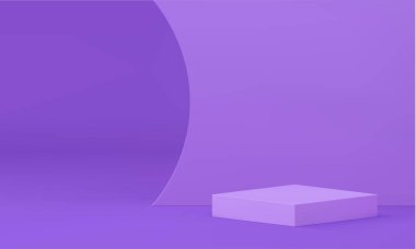3d podyum kare platform mor eğimli duvar showroom tasarımı ürün premium sunumu gerçekçi vektör illüstrasyonu için. Temel Temel Temel Temel Temel Temel Gösterim Seremonisi Ödül Arenası