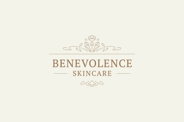 Güzellik salonu vektör illüstrasyonu için romantik çiçek botanik logo tasarımı şablonu. Kuaför kuaför kuaförü kozmetik ürünleri uzmanı için şık bir amblem.