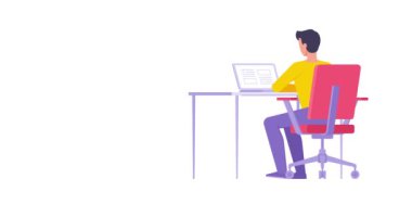 Erkek müteahhit kullanıcı işletme çalışanı iş yerinde ya da iş yerinde bilgisayar üzerinde çalışıyor. Odaklanan erkek programcı yöneticisi internet sitesinde geziniyor izole edildi