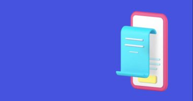 Başarı online ödeme faturası makbuzu akıllı telefon uygulaması 3d simge canlandırma döngüsü. Onaylanmış dijital e-para aktarımı finansal alışveriş transferi ticari sipariş belgesi