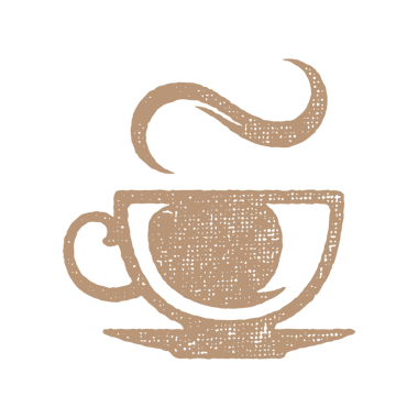 Bir fincan aromatik kahve, pul efekti çizimi. Paketleme ve menü tasarımı veya etiket dekorasyonu için klasik grunge dokusu