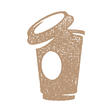 Açık kapaklı, pul çizimli kahve fincanını kaldır. Paketleme ve menü tasarımı veya etiket dekorasyonu için klasik grunge dokusu