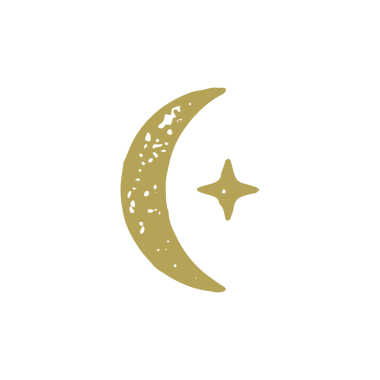 Yıldız eli çizilmiş sihirli yarım ay grunge doku çizimi. Meditasyon gizemi ve izole edilmiş farkındalık için esrarengiz minimalist ruhani gökyüzü sembolü