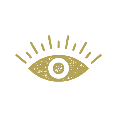 Minimalist esrarengiz, basit bir logo altın eli. Kirpikli ve göz yuvarı grunge desenli bir resimle çizilmiş. Basit kutsal antik dini optik tefekkür sihirli ikonu