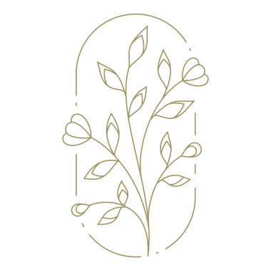 Oval çerçeve çizgisi sanat tasarım elementinde çiçek