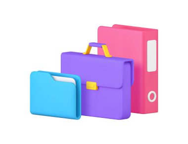 İşletme ofisi, muhasebe belgelerini optimize ediyor. 3D gerçekçi vektör illüstrasyonu. Kurumsal yönetim pazarlama verimli verimlilik iş organizasyonu ticari şirket