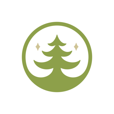 Çember çerçeveli yeşil noel ağacının silüeti, klasik ikon çizimi