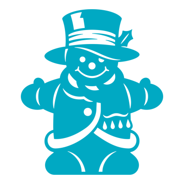 Şapkalı mutlu mavi kardan adam silueti, klasik resim.