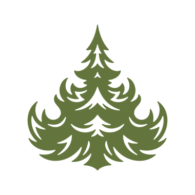 Noel ağacının yeşil silueti. El çizimi, klasik resim.