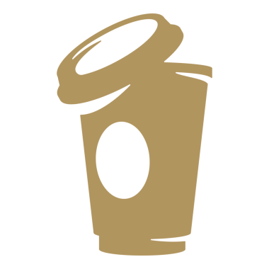 Paketleme ve menü tasarımı veya etiket dekorasyonu için açık kapaklı siluet simgesi çizilmiş kağıt kahve bardağını kaldır