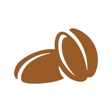 Kahve çekirdekleri ambalaj ve menü tasarımı veya etiket dekorasyonu için el çizimi siluet simgesi