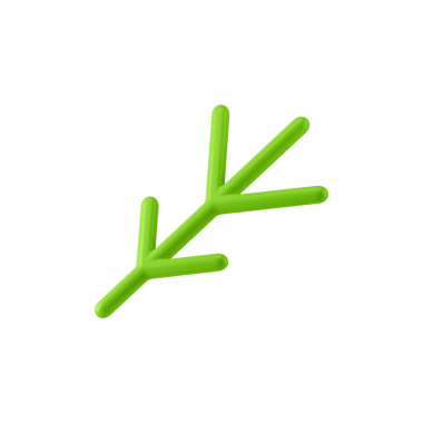 Stilize edilmiş noel dalı. Kış tatili için yeşil minimalist dekor. Modern yeni yıl tasarımlı gerçekçi soyut çam ağacı. Neşeli partiler için dekoratif süs. 3d illüstrasyon