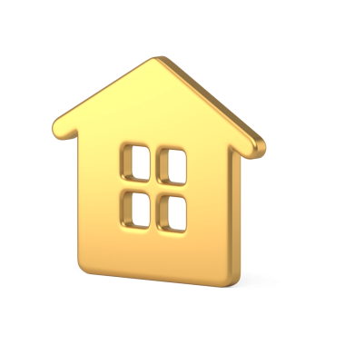 Altın soyut noel evi. Pencereleri ve çatısı olan minimal tasarım kutlaması. Şenlikli yeni yıl unsuru iç ve anahtarlık. Kış sembol partileri ve hediyeler. 3d illüstrasyon