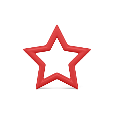 Kızıl Noel yıldızı. Kış tatilinin parlak değerli sembolü. Cilalı kıvrımları olan parlak iç kısımlar için metalik bir hat. Gürültülü partilerin ve hediyelerin gerçekçi sembolü. 3d illüstrasyon