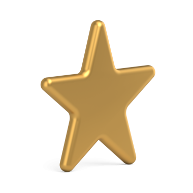 Altın Noel yıldızı. Kış tatilinin minimalist sembolü. Cilalı kıvrımları olan parlak iç hatlar. Gürültülü partilerin ve hediyelerin gerçekçi sembolü. 3d illüstrasyon