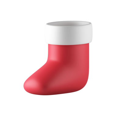 Hediyeler için kırmızı Noel çorabı. Geleneksel neşeli kış tatili, beyaz kenarlı. Noel Baba 'nın ve yeni yıl sürprizlerinin mutlu toplantıları. Yaratıcı iç mekanın sembolü. 3d illüstrasyon